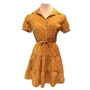 Hint of Blush Mustard Floral Sundress